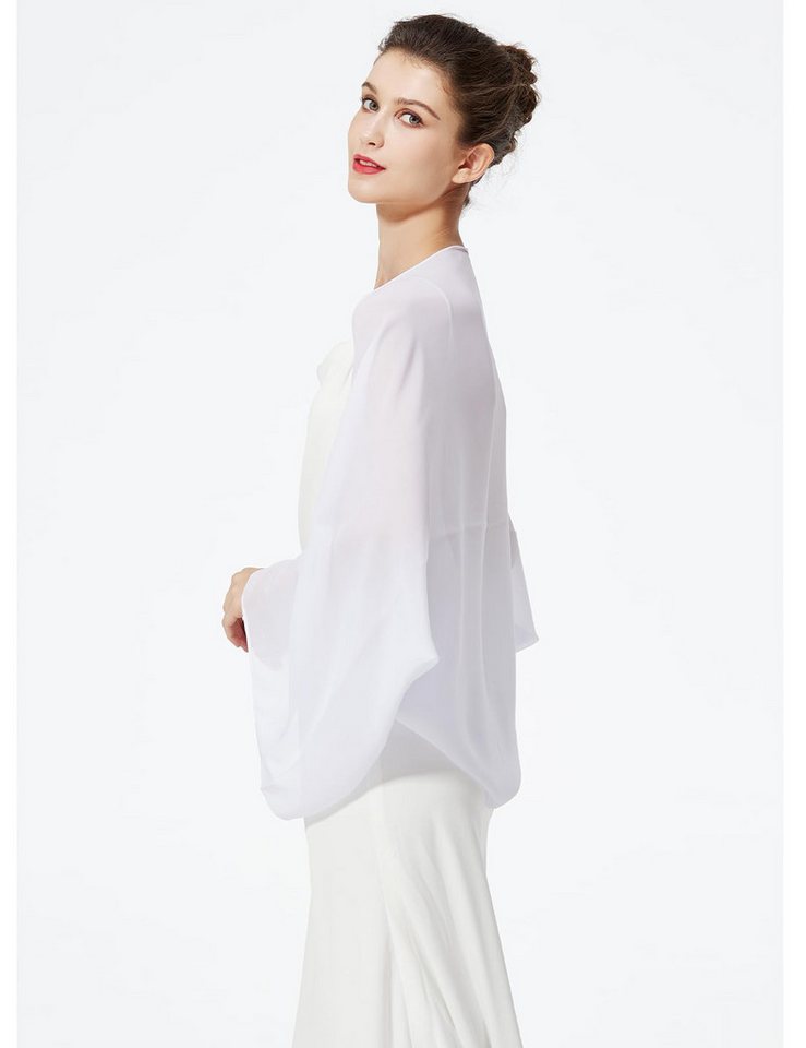 Zaewry Modeschal Damen Chiffon-Bolero, locker geschnitten, mit langen Ärmeln, ideal als Überwurf für Sommerhochzeiten, Abendveranstaltungen – Bild 3 von 5