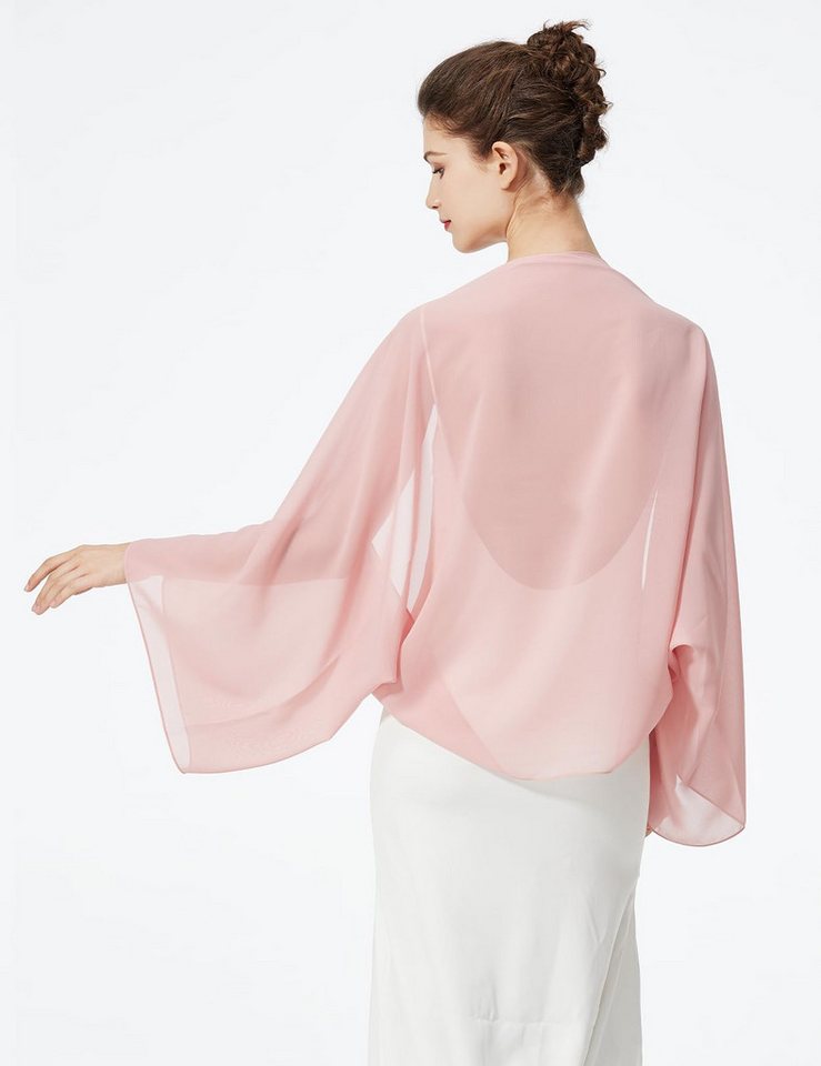 Zaewry Modeschal Damen Chiffon-Bolero, locker geschnitten, mit langen Ärmeln, ideal als Überwurf für Sommerhochzeiten, Abendveranstaltungen – Bild 4 von 5