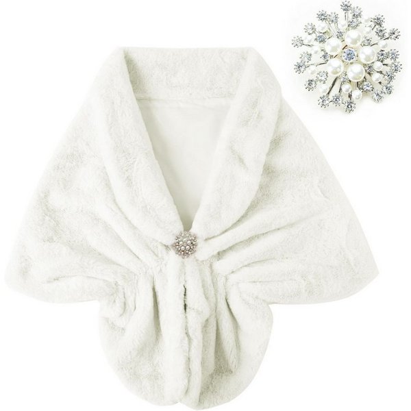 Zaewry Modeschal Damen Elegant Braut Hochzeit Kunstpelz Schal Wrap Braut Pelz Schal, Stola Fur Wraps und Tücher für Frauen