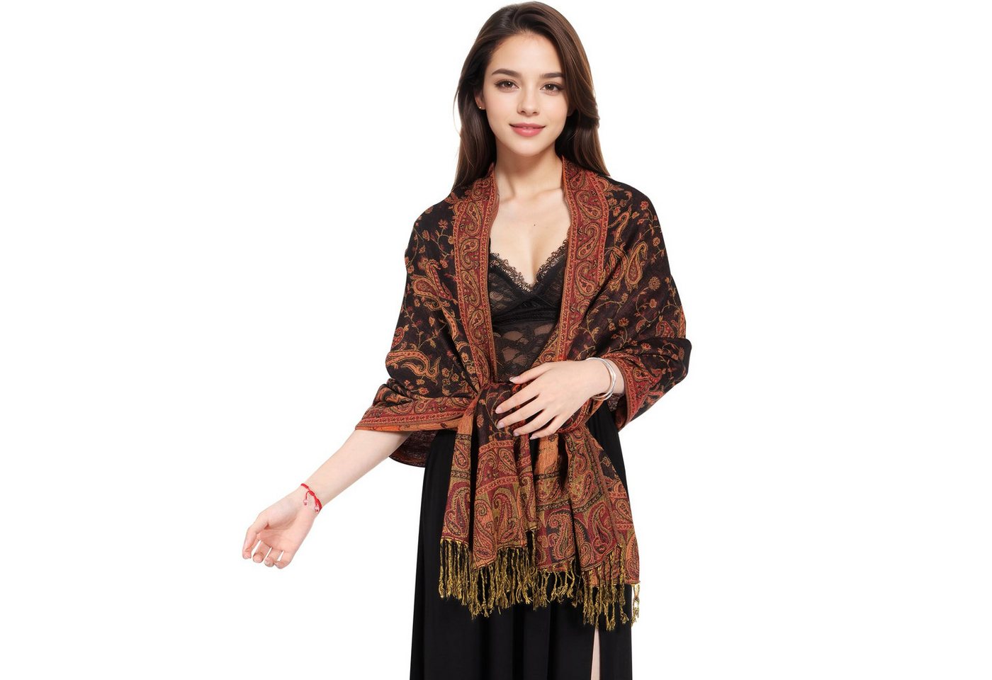 Zaewry Modeschal Damen Kaschmirimitat-Schal, Elegant Weich Schultertuch Schal, Schals und Umhänge für Abendkleider, Festivals und alle Anlässe – Bild 3 von 5