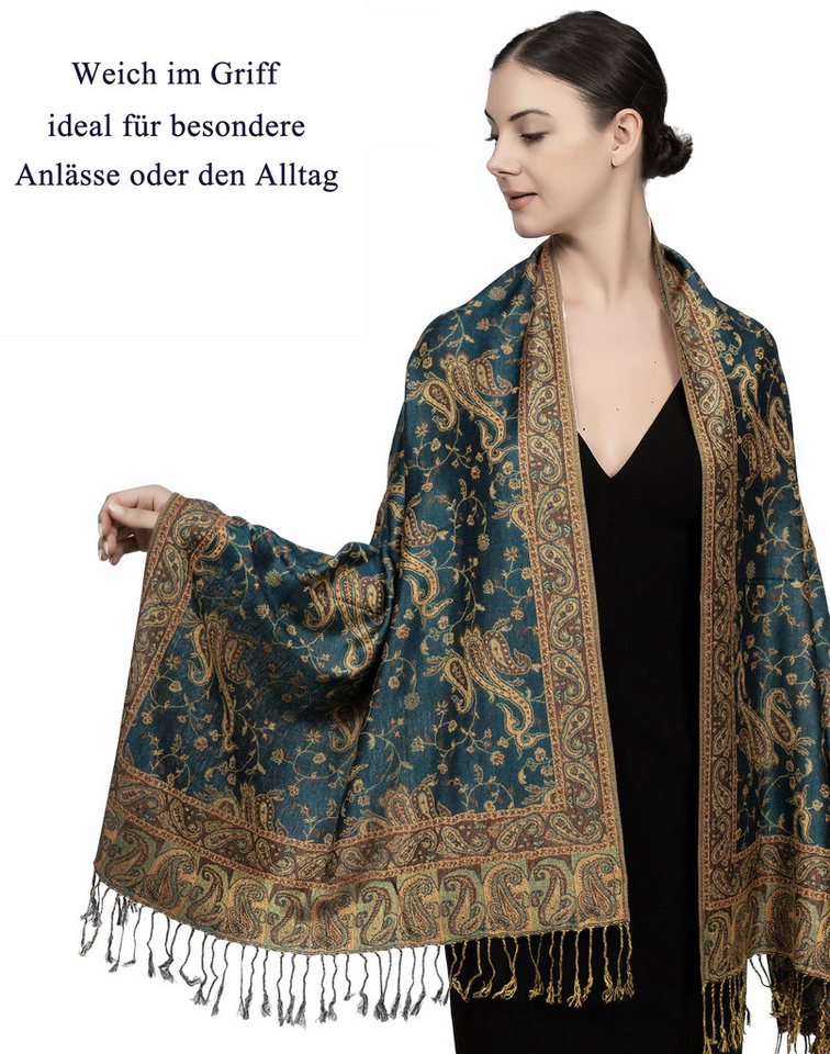 Zaewry Modeschal Damen Kaschmirimitat-Schal, Elegant Weich Schultertuch Schal, Schals und Umhänge für Abendkleider, Festivals und alle Anlässe – Bild 2 von 5