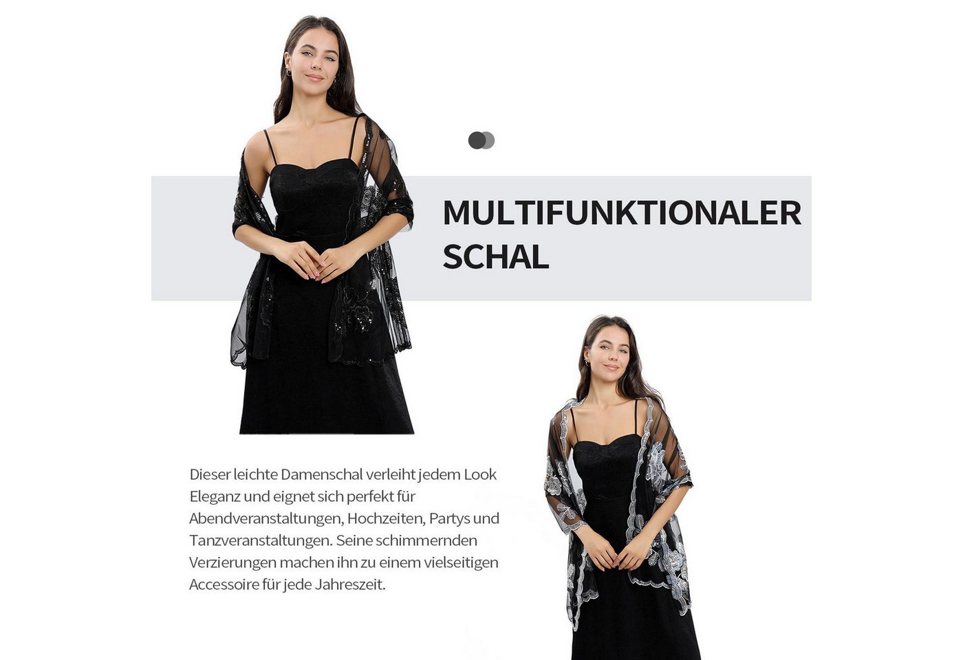 Zaewry Modeschal Elegante Damen-Stola, leichter Schal für Abendkleider – Bild 4 von 5