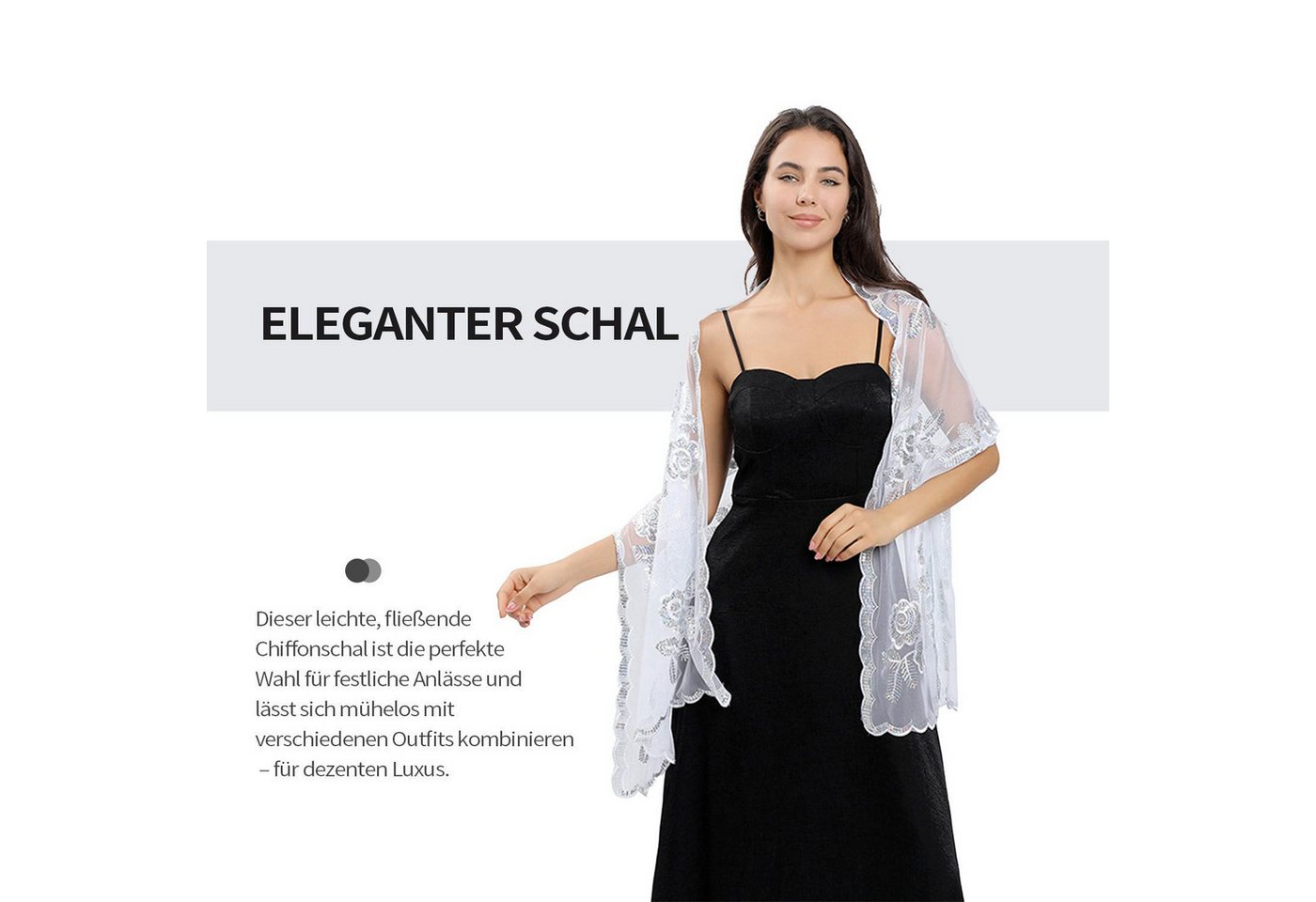 Zaewry Modeschal Elegante Damen-Stola, leichter Schal für Abendkleider – Bild 2 von 5