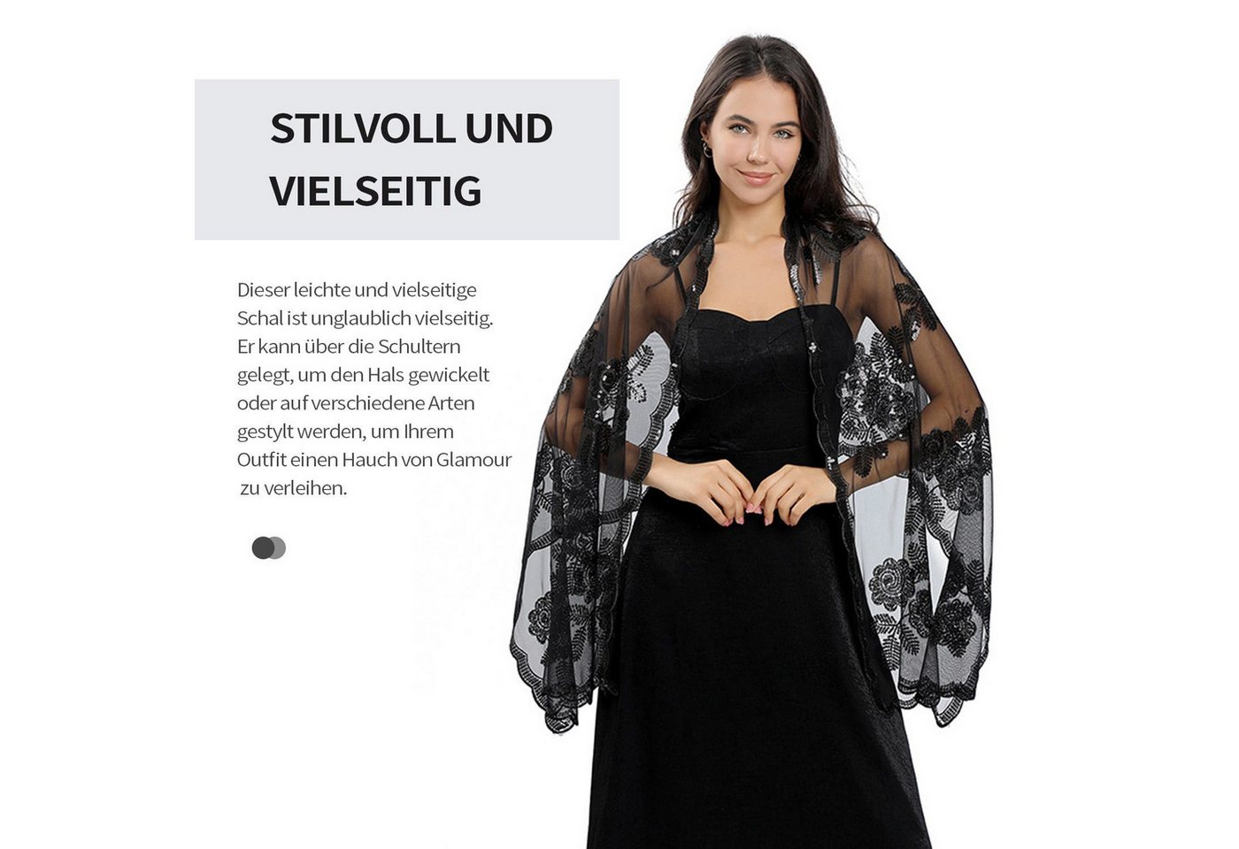 Zaewry Modeschal Elegante Damen-Stola, leichter Schal für Abendkleider – Bild 3 von 5