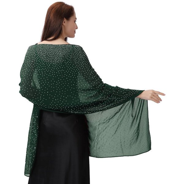 Zaewry Modeschal Glänzender Modeschal, Damen-Strass-Schal, modischer Chiffon-Schal, Stola für Abendkleider