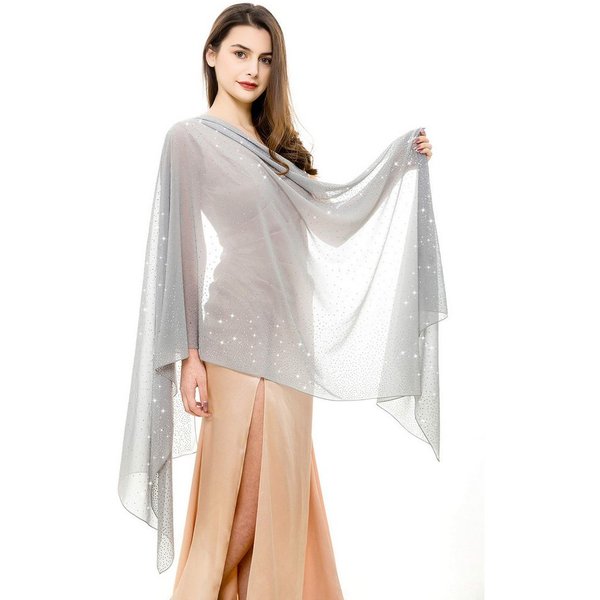 Zaewry Modeschal Glänzender Modeschal, Damen-Strass-Schal, modischer Chiffon-Schal, Stola für Abendkleider