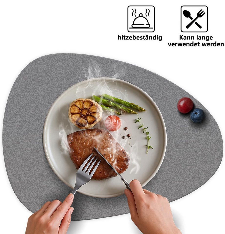 Zaewry Platzset Tischsets Leder und Untersetzer, Tischsets Abwaschbar, (4-St), Rund Doppelseitigen rutschfest Platzdeckchen – Bild 2 von 5