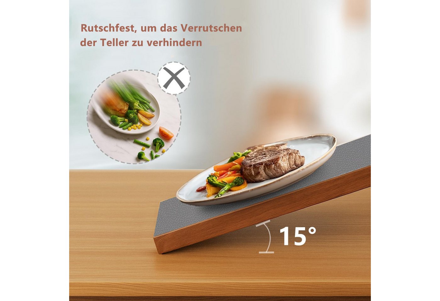 Zaewry Platzset Tischsets Leder und Untersetzer, Tischsets Abwaschbar, (4-St), Rund Doppelseitigen rutschfest Platzdeckchen – Bild 3 von 5