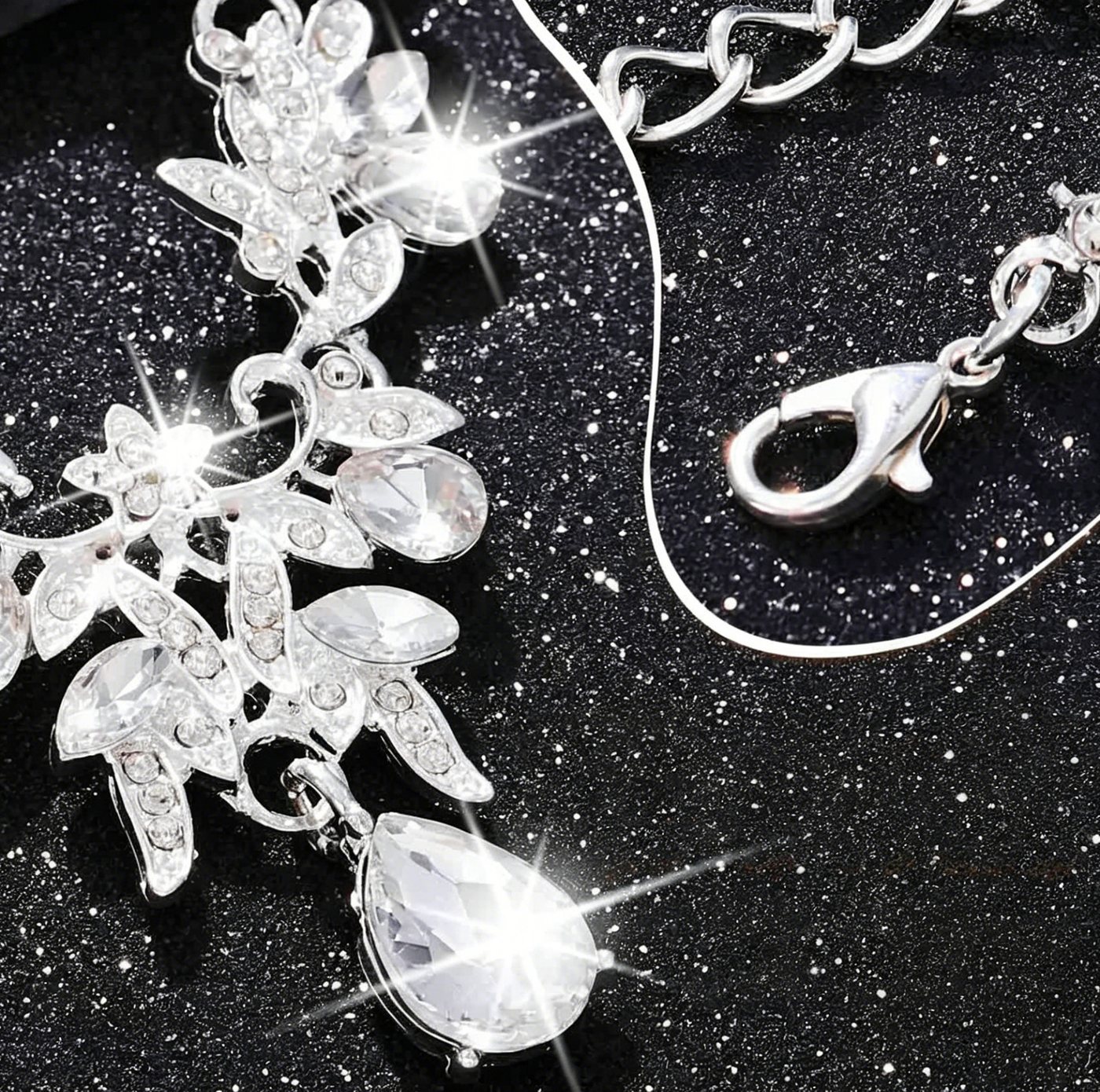 Zaewry Schmuckset Strassschmuck-Set, 2-teilig, Halskette und Armband, geeignet für Hochzeit, Ball und Party – Bild 3 von 5