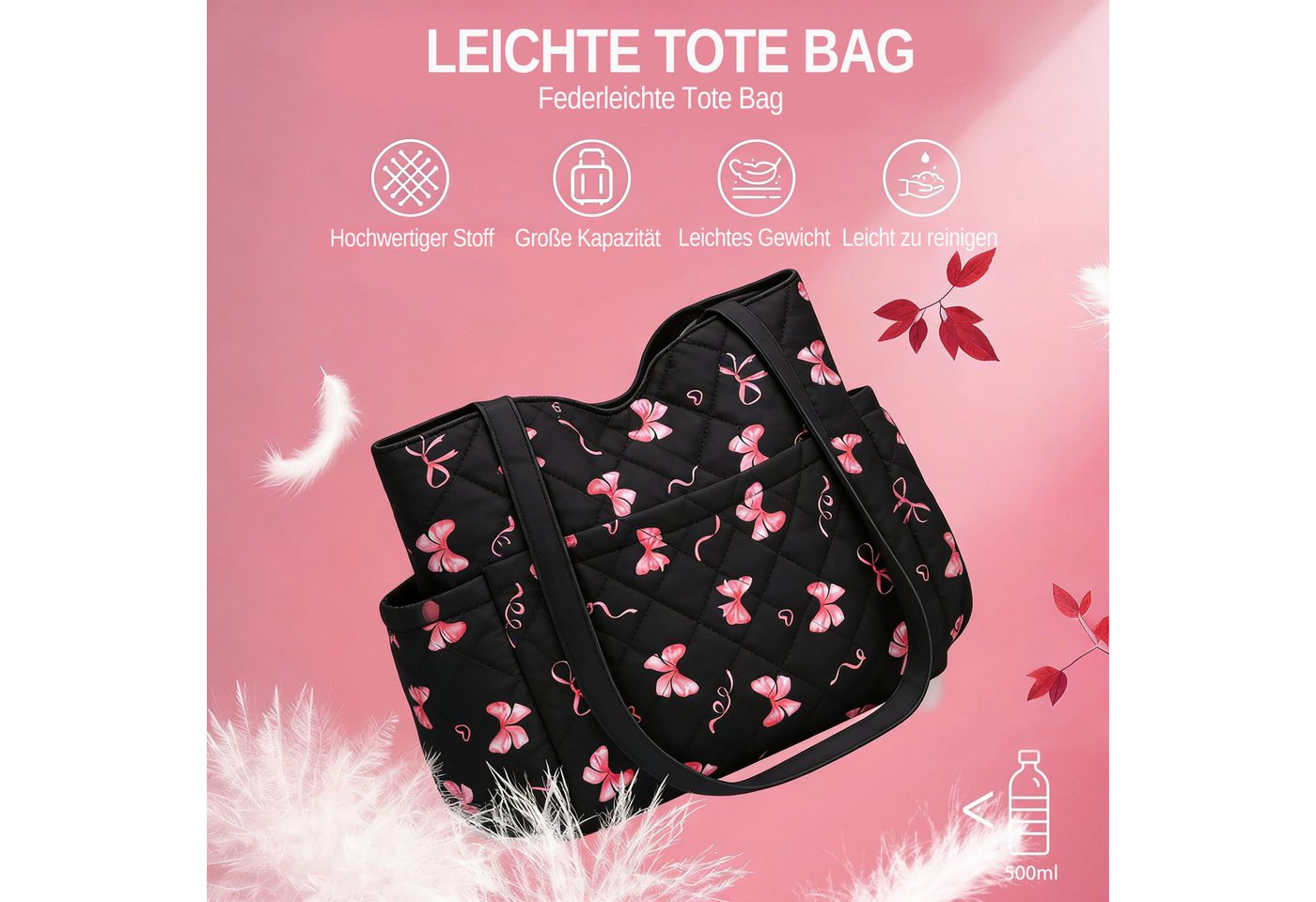 Zaewry Schultertasche Freizeit-Schultertasche, Damen-Tote-Bag, Große Handtasche, Reisetasche für unterwegs – Bild 4 von 5