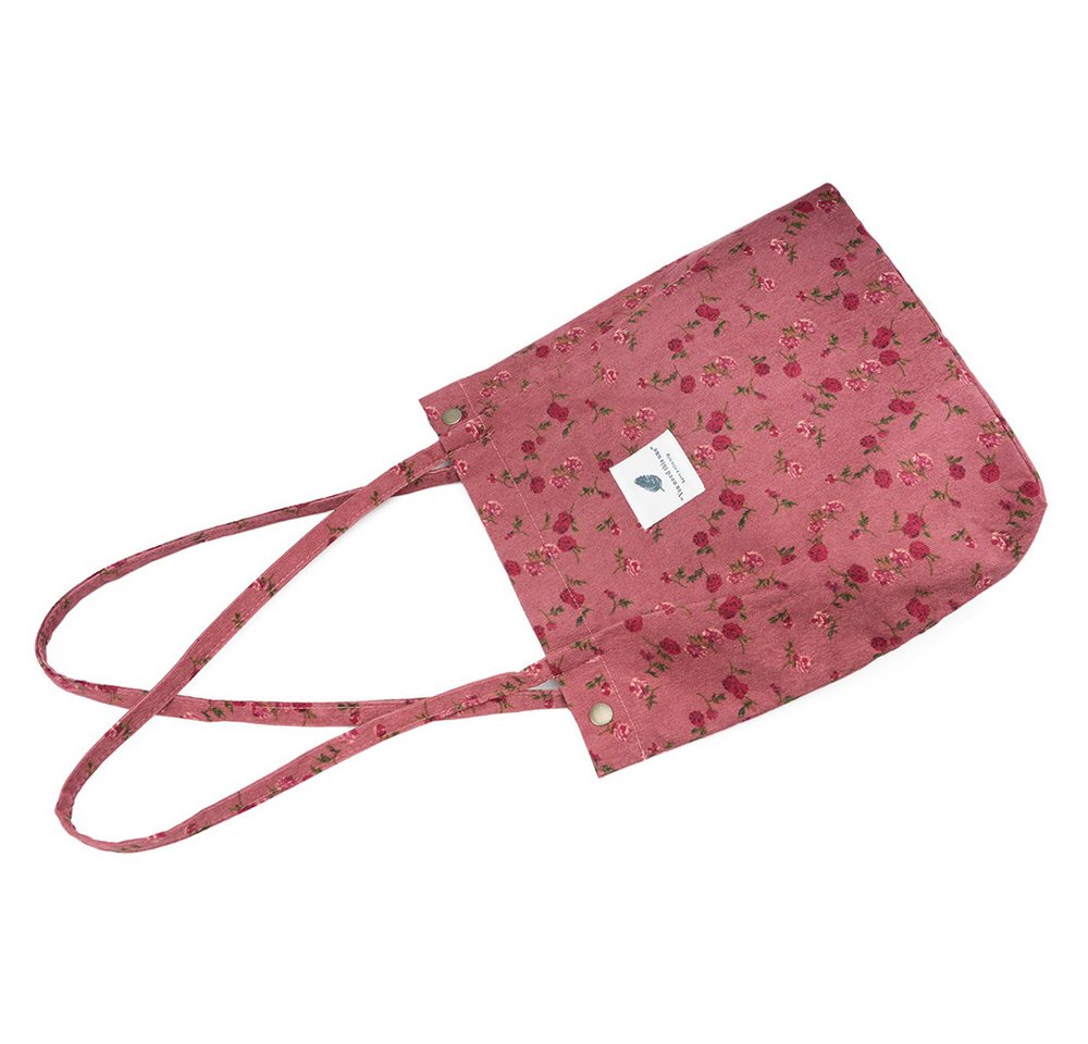 Zaewry Schultertasche Handtasche,Cord Tote, Canvas-Schultertaschen für Damen, Blümchentasche, Crossbody Mode Retro große Tasche, mit Innenfach für Arbeit,Reisen – Bild 2 von 5