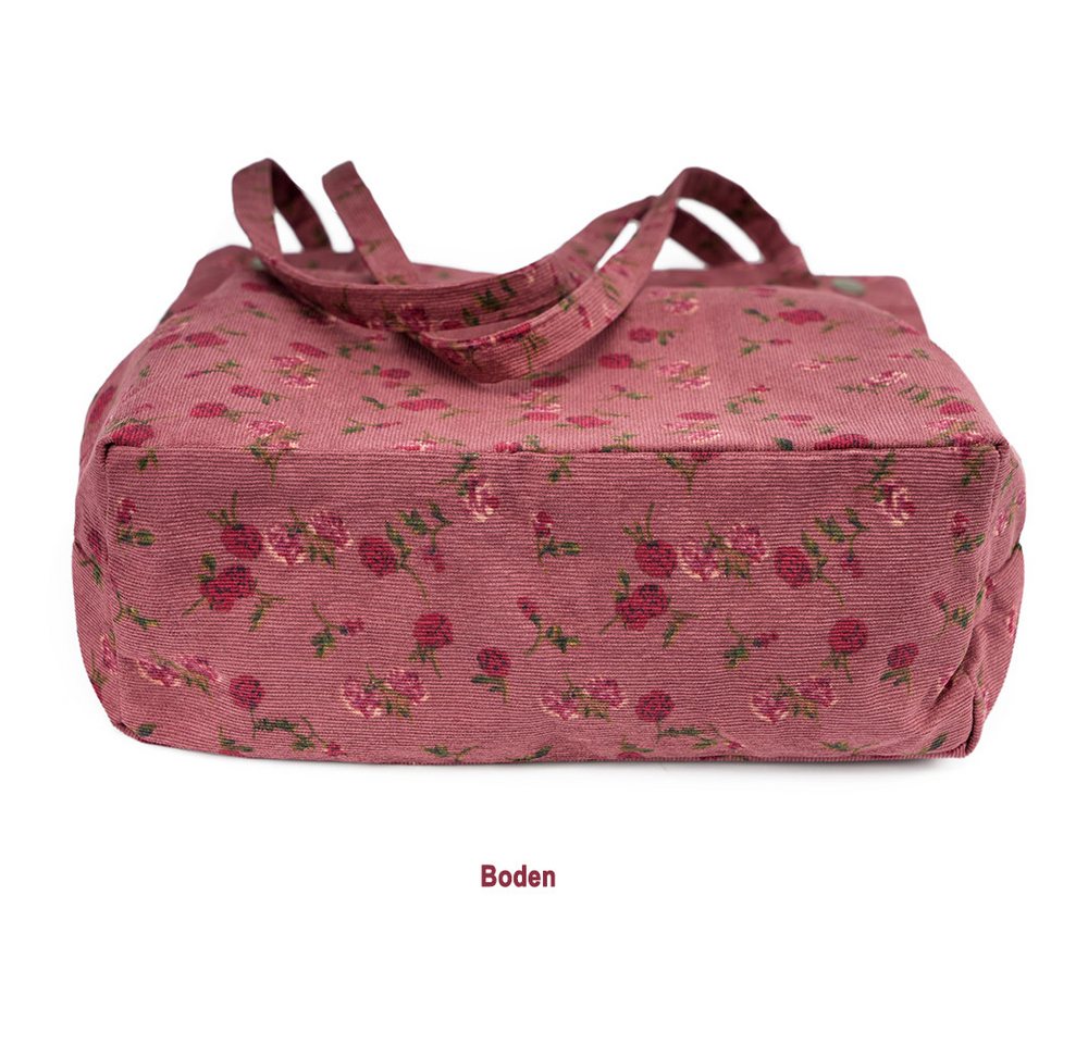 Zaewry Schultertasche Handtasche,Cord Tote, Canvas-Schultertaschen für Damen, Blümchentasche, Crossbody Mode Retro große Tasche, mit Innenfach für Arbeit,Reisen – Bild 4 von 5