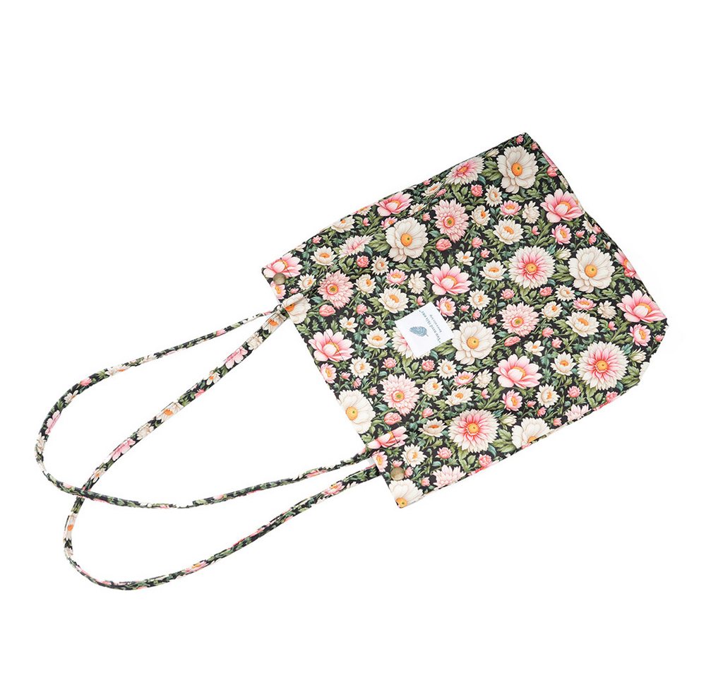 Zaewry Schultertasche Handtasche,Cord Tote, Canvas-Schultertaschen für Damen, Blümchentasche, Crossbody Mode Retro große Tasche, mit Innenfach für Arbeit,Reisen – Bild 2 von 5