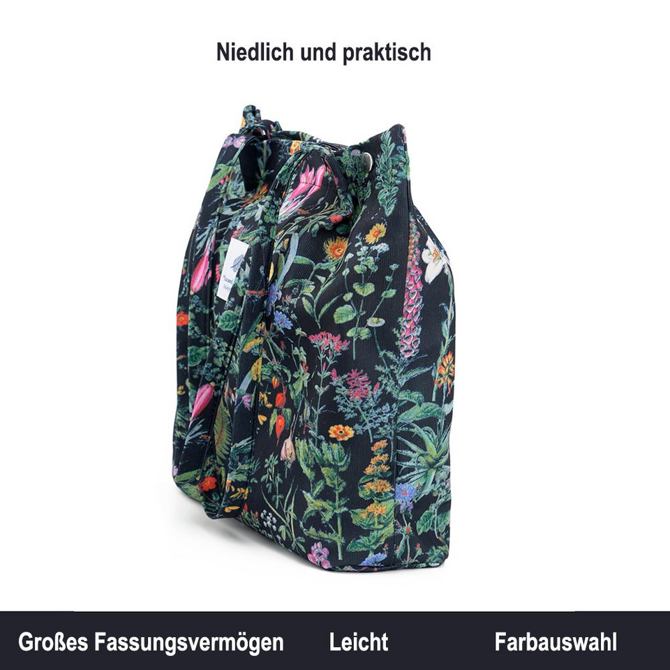 Zaewry Schultertasche Handtasche,Cord Tote, Canvas-Schultertaschen für Damen, Blümchentasche, Crossbody Mode Retro große Tasche, mit Innenfach für Arbeit,Reisen – Bild 3 von 5