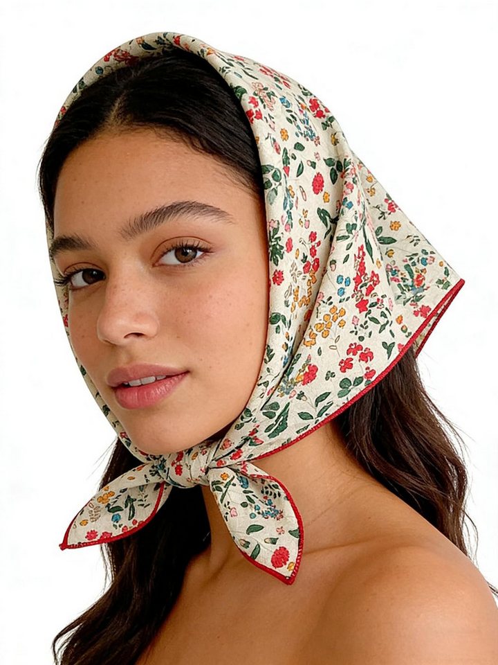 Zaewry Seidentuch Modisches Baumwoll-Leinen-Seidentuch, Vintage-Dekoratives Seidentuch, verwendbar als Kopftuch, Haarband, Halstuch oder Taschenaccessoire – Bild 3 von 5