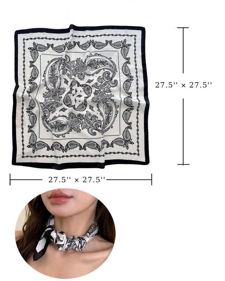 Zaewry Seidentuch quadratisch, 70x70 cm, Nickituch, Bandana-Schal (1Stück), Seide, Satin-Kopftuch für Damen – Seidig-glattes Haarwickeltuch, stilvoll – Bild 4 von 5