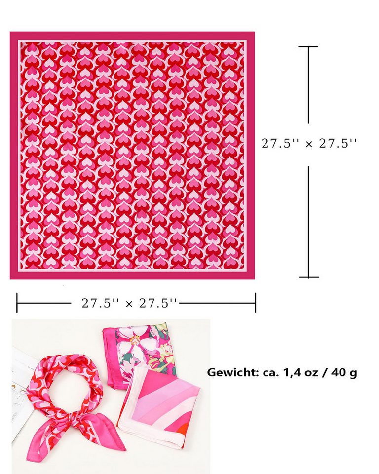 Zaewry Seidentuch quadratisch, 70x70 cm, Nickituch, Bandana-Schal (1Stück), Seide, Satin-Kopftuch für Damen – Seidig-glattes Haarwickeltuch, stilvoll – Bild 5 von 5