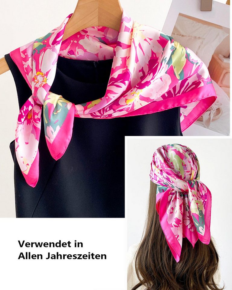 Zaewry Seidentuch quadratisch, 70x70 cm, Nickituch, Bandana-Schal (1Stück), Seide, Satin-Kopftuch für Damen – Seidig-glattes Haarwickeltuch, stilvoll – Bild 3 von 5