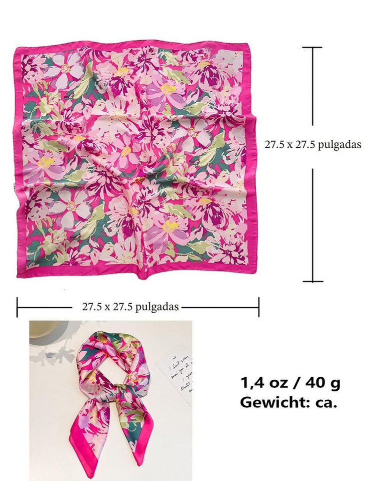 Zaewry Seidentuch quadratisch, 70x70 cm, Nickituch, Bandana-Schal (1Stück), Seide, Satin-Kopftuch für Damen – Seidig-glattes Haarwickeltuch, stilvoll – Bild 5 von 5