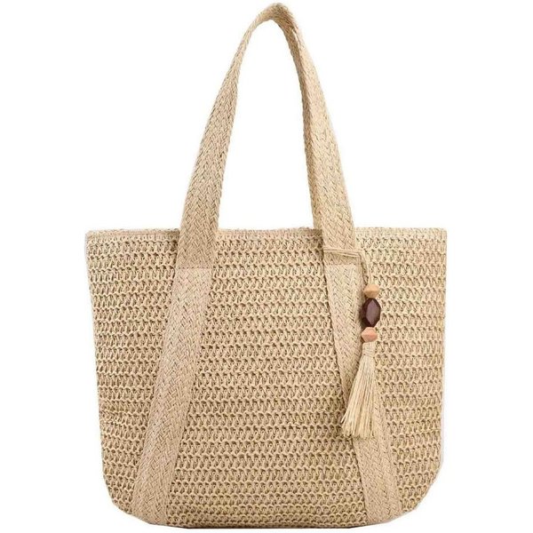 Zaewry Strandtasche Damen, Große Handtasche Damen, Leichte Schultertasche Boho, Shopper Tasche, Sommer Tasche Geflochten, Einkaufstasche Beach Bag