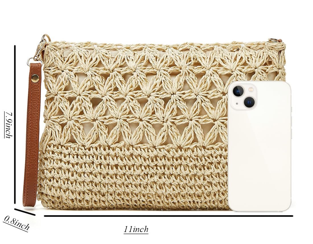 Zaewry Strandtasche Damen Strohtasche, Rattan-Geldbörse, Umhängetasche Tasche, Handtasche, Schultertasche – Bild 4 von 5