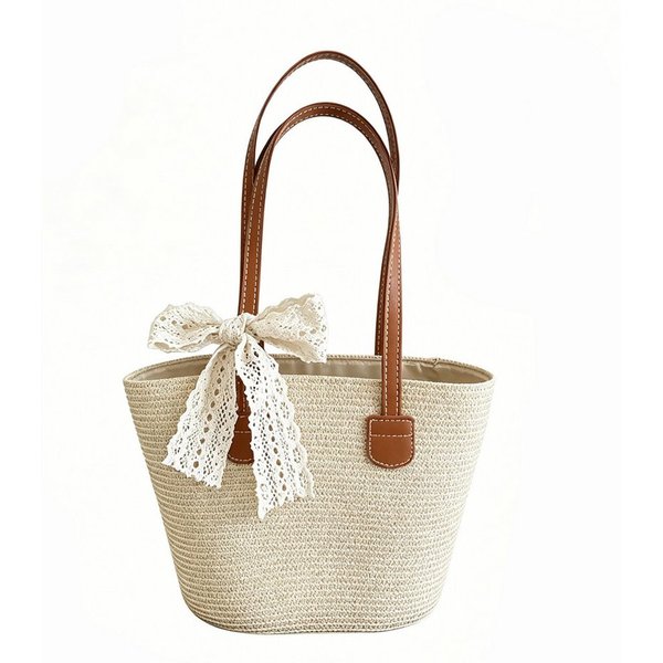 Zaewry Strandtasche Stroh-Strandtasche, geräumige Strohtasche, Strand-Schultertasche, Strohtasche mit Henkel