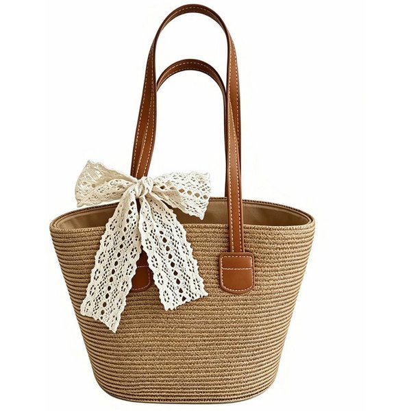 Zaewry Strandtasche Stroh-Strandtasche, geräumige Strohtasche, Strand-Schultertasche, Strohtasche mit Henkel