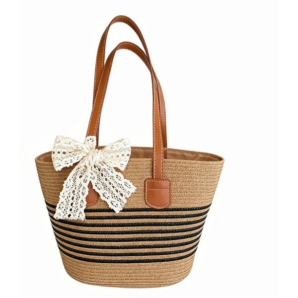 Zaewry Strandtasche Stroh-Strandtasche, geräumige Strohtasche, Strand-Schultertasche, Strohtasche mit Henkel