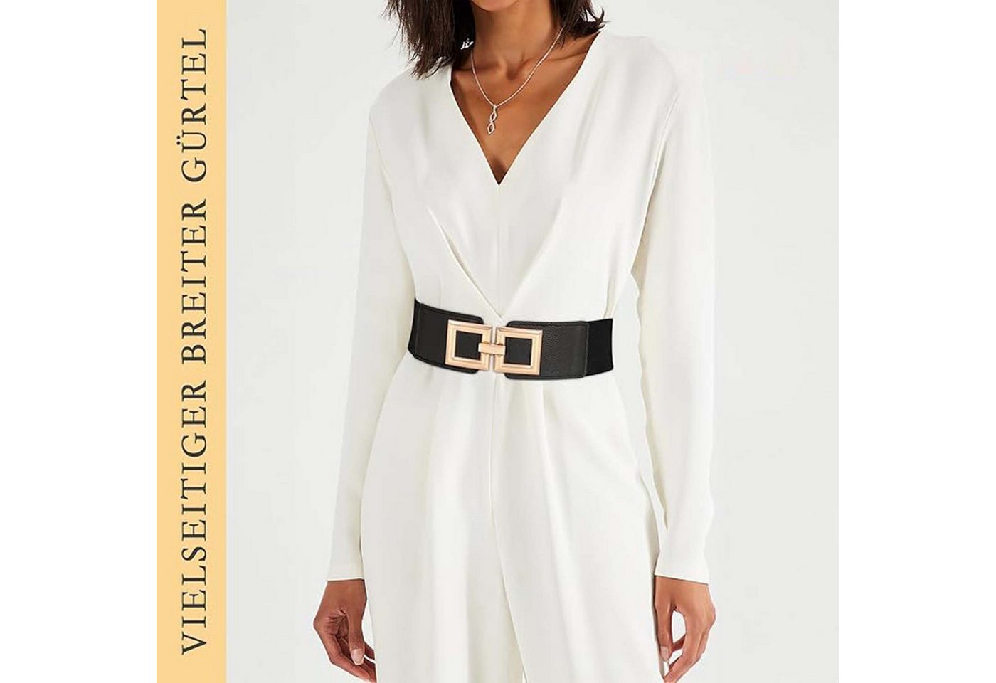 Zaewry Taillengürtel Damen Breiter Elastischer Taillengürtel Vintage Hüftgürtel – Bild 2 von 4