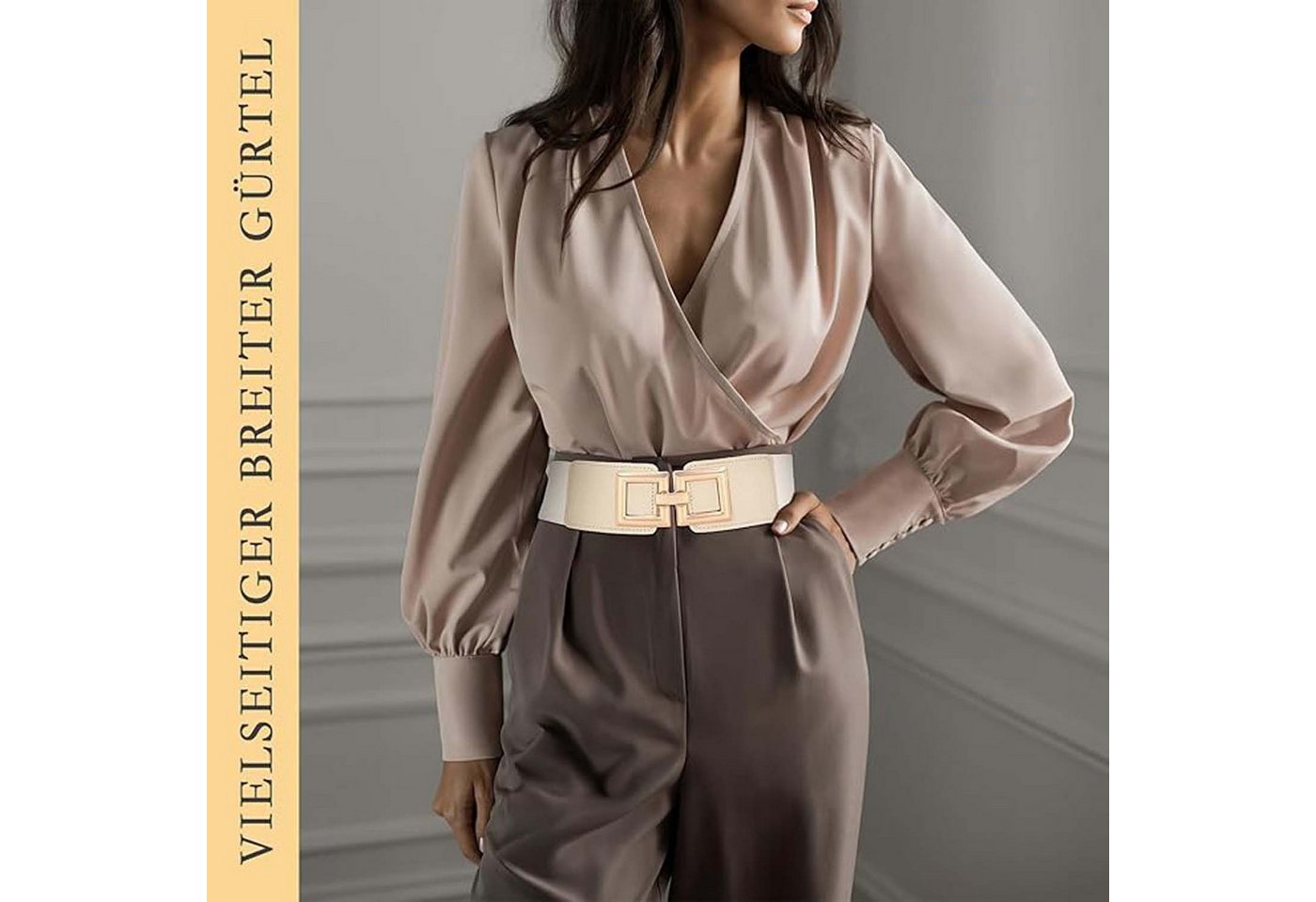 Zaewry Taillengürtel Damen Breiter Elastischer Taillengürtel Vintage Hüftgürtel – Bild 2 von 4