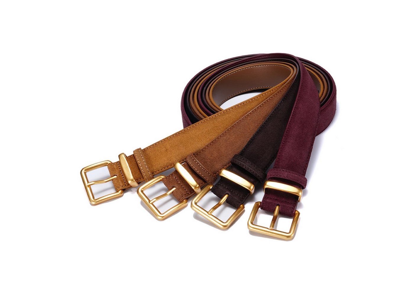 Zaewry Taillengürtel Damen-Wildlederimitat -Gürtel, modischer Vintage-Taillengürtel mit eckiger goldfarbener Schnalle, ideal zu Jeans oder Kleidern – Bild 3 von 5