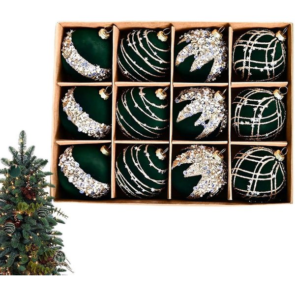 Zaewry Weihnachtsbaumkugel Weihnachtsdeko Weihnachtskugeln 12-teiliges Set,Weihnachtsbaumschmuck