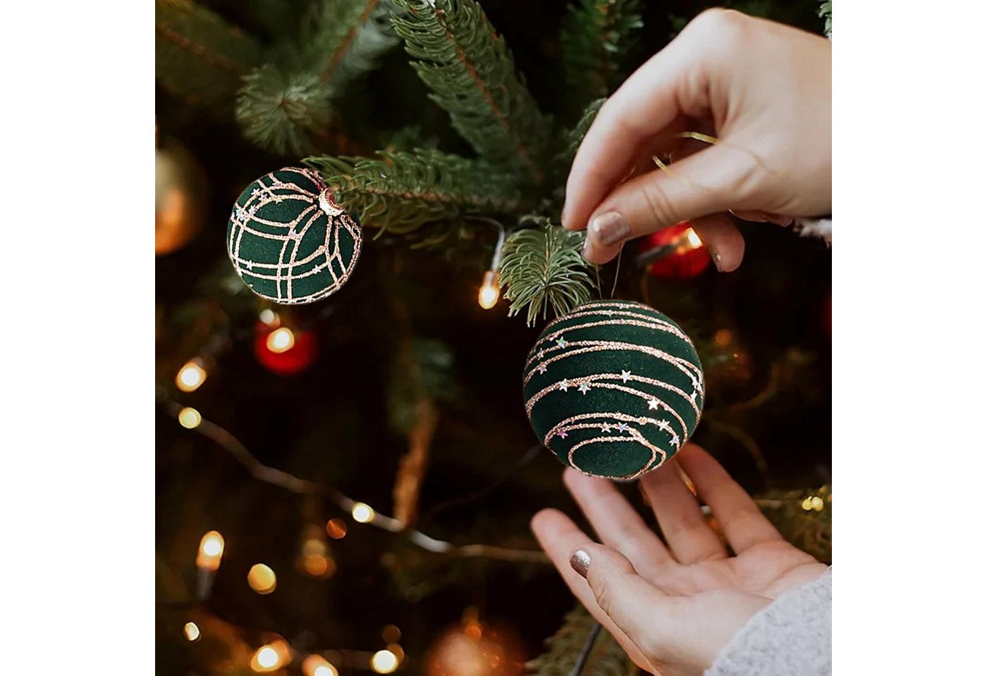 Zaewry Weihnachtsbaumkugel Weihnachtsdeko Weihnachtskugeln 12-teiliges Set,Weihnachtsbaumschmuck – Bild 3 von 5