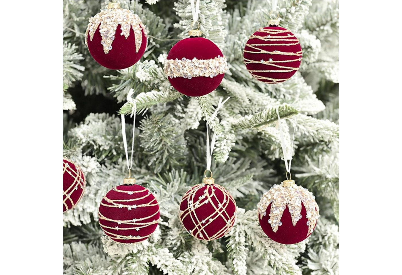Zaewry Weihnachtsbaumkugel Weihnachtsdeko Weihnachtskugeln 12-teiliges Set,Weihnachtsbaumschmuck – Bild 2 von 5