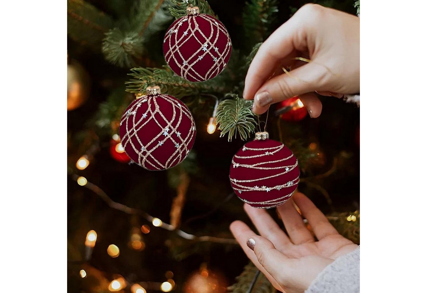 Zaewry Weihnachtsbaumkugel Weihnachtsdeko Weihnachtskugeln 12-teiliges Set,Weihnachtsbaumschmuck – Bild 3 von 5