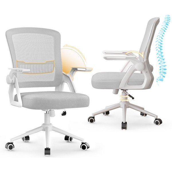 ZAISZE Bürostuhl Ergonomischer Bürostuhl mit Mesh-Rückenlehne und Lendenstütze (Verstellbarer Armlehnen, Atmungsaktiv, Höhenverstellbarer Schreibtischstuhl mit 