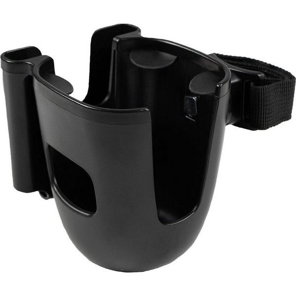 Zamboo Becherhalter Schwarz, Getränkehalter Flaschenhalter für Kinderwagen & Buggy mit Handyhalter