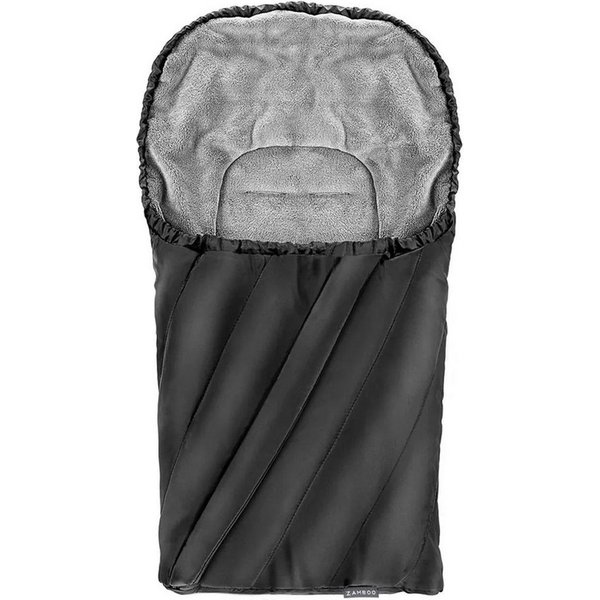 Zamboo Fußsack Deluxe - Schwarz Grau, Winter Fußsack für Babyschale Maxi Cosi & Babywanne Baby Winterfußsack