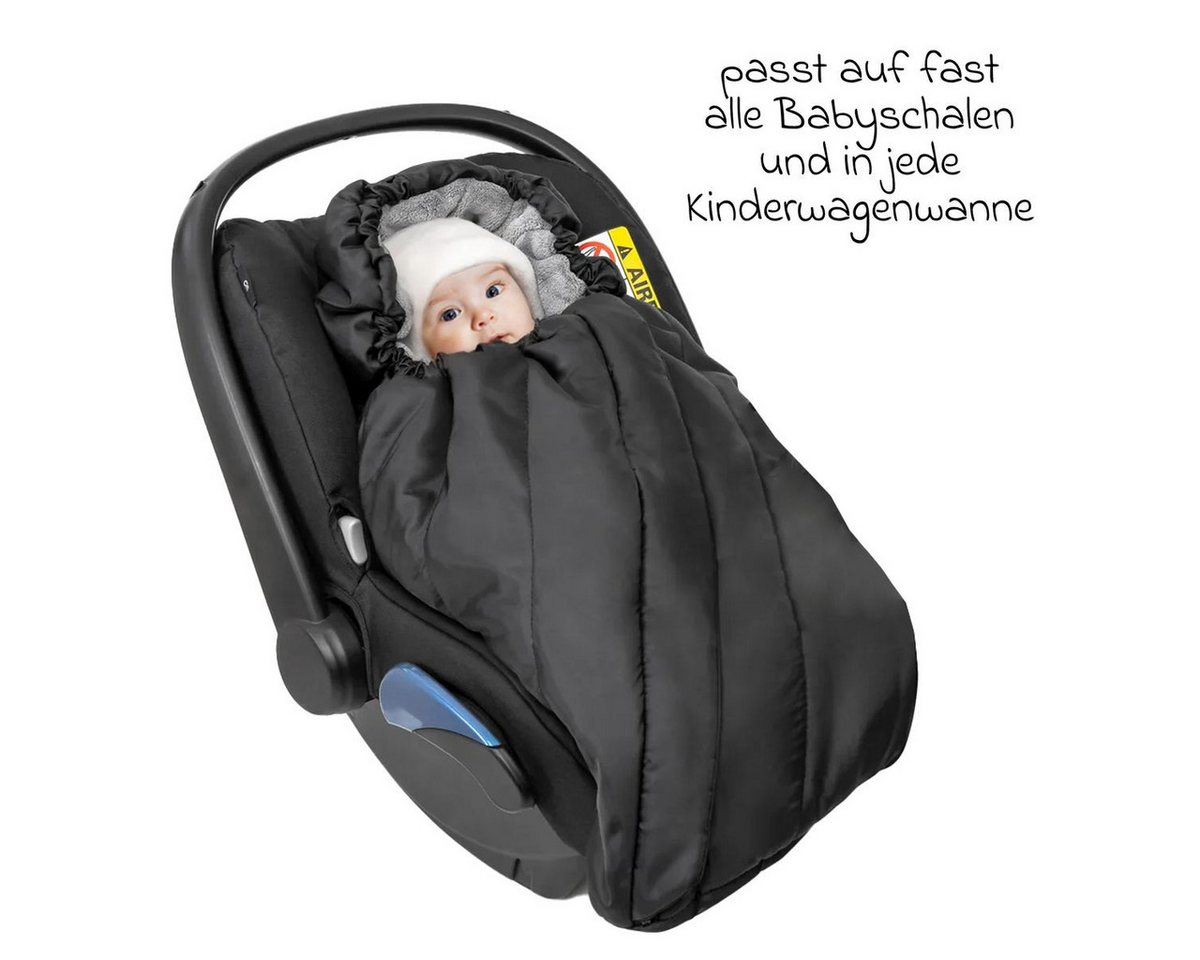 Zamboo Fußsack Deluxe - Schwarz Grau, Winter Fußsack für Babyschale Maxi Cosi & Babywanne Baby Winterfußsack – Bild 3 von 5
