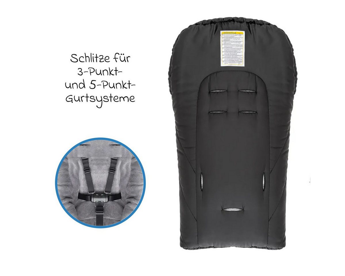 Zamboo Fußsack Deluxe - Schwarz Grau, Winter Fußsack für Babyschale Maxi Cosi & Babywanne Baby Winterfußsack – Bild 4 von 5