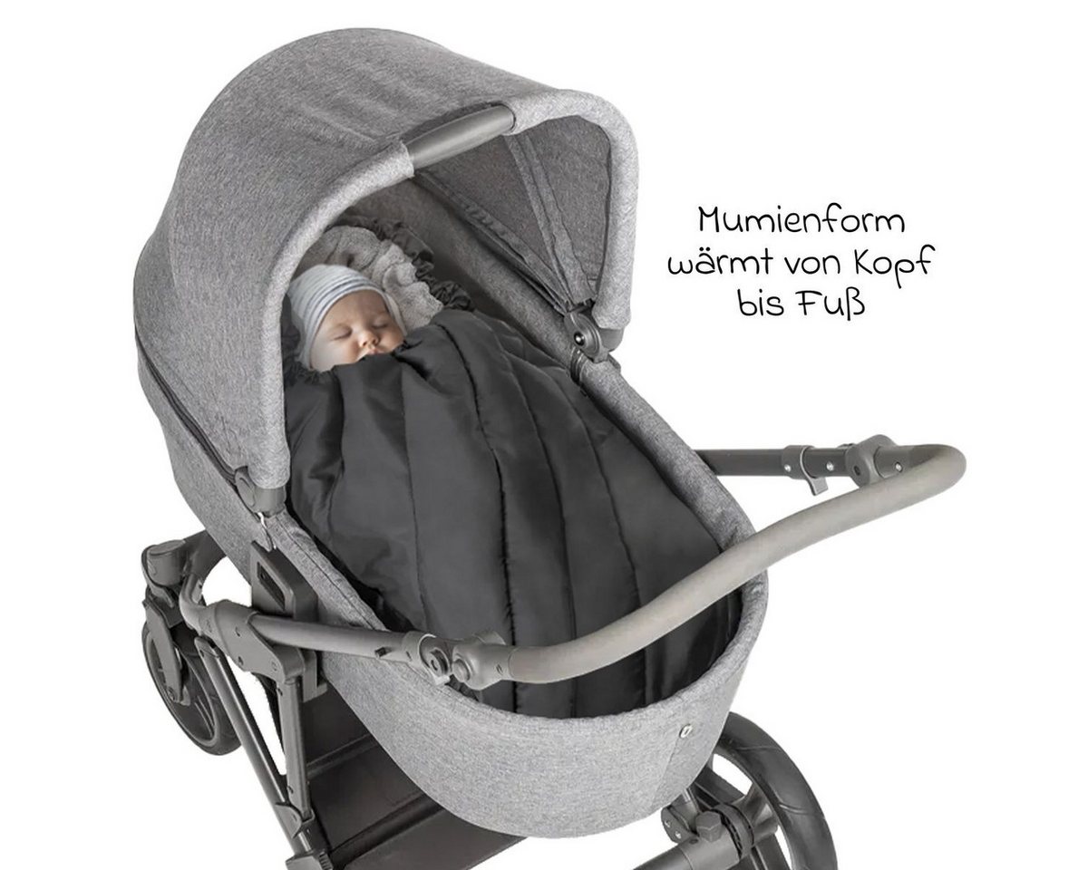 Zamboo Fußsack Deluxe - Schwarz Grau, Winter Fußsack für Babyschale Maxi Cosi & Babywanne Baby Winterfußsack – Bild 5 von 5