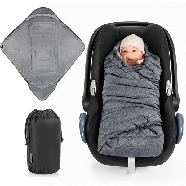 Zamboo Fußsack Grau, Baby Winter Einschlagdecke für Babyschale und Kinderwagen Babywanne