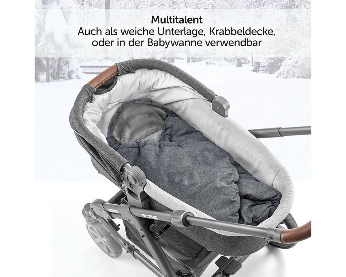 Zamboo Fußsack Grau, Baby Winter Einschlagdecke für Babyschale und Kinderwagen Babywanne – Bild 4 von 5