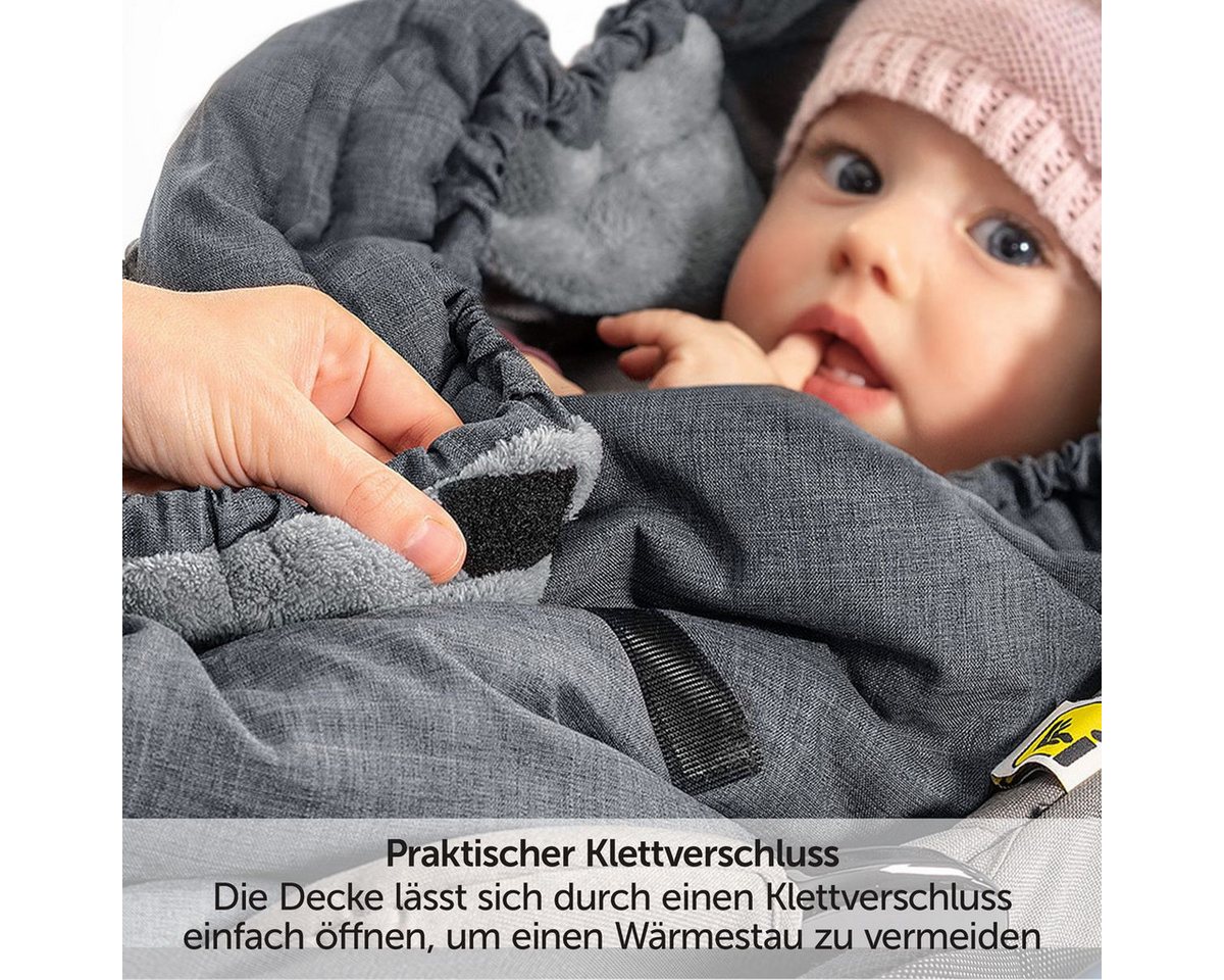 Zamboo Fußsack Grau, Baby Winter Einschlagdecke für Babyschale und Kinderwagen Babywanne – Bild 5 von 5