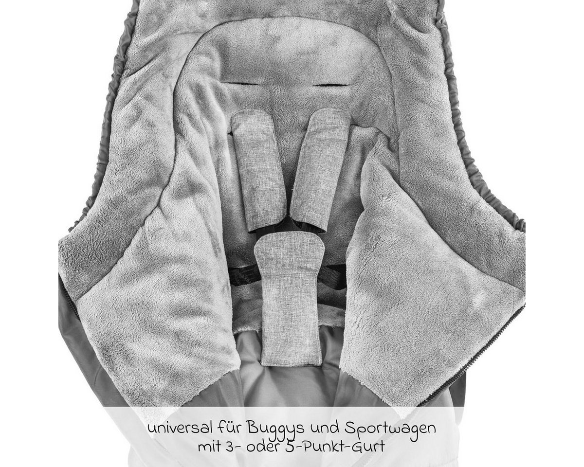 Zamboo Fußsack Grau, Universal Winter Fußsack z.B. für joie Buggy Kinderwagen Winterfußsack – Bild 2 von 5