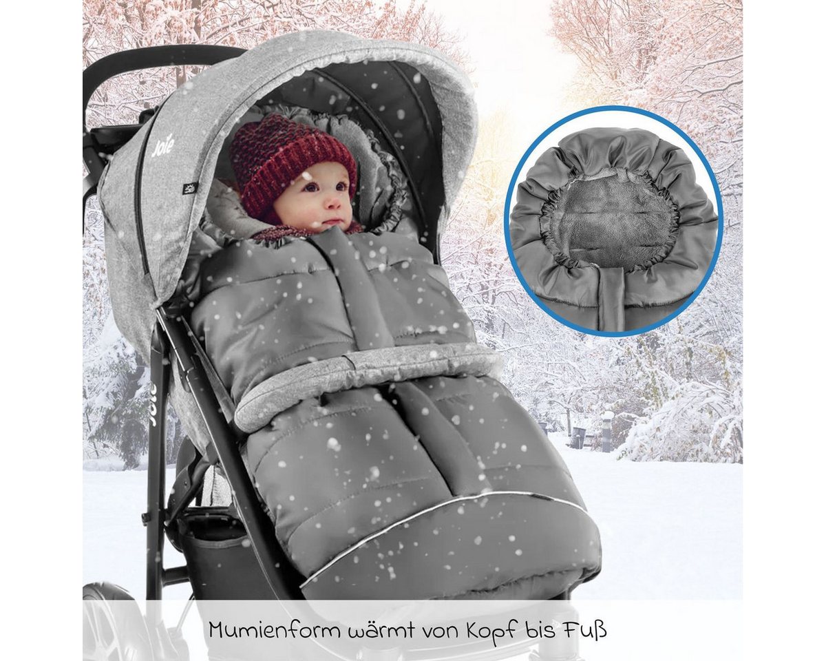 Zamboo Fußsack Grau, Universal Winter Fußsack z.B. für joie Buggy Kinderwagen Winterfußsack – Bild 4 von 5