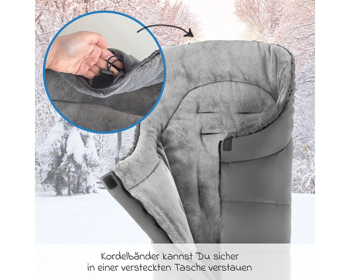 Zamboo Fußsack Grau, Universal Winter Fußsack z.B. für joie Buggy Kinderwagen Winterfußsack – Bild 5 von 5
