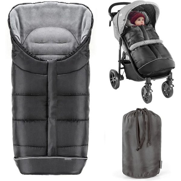 Zamboo Fußsack Schwarz, Winter Fußsack für Kinderwagen & Buggy Baby Thermo Winterfußsack