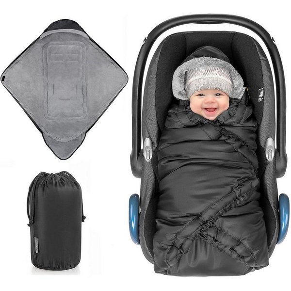 Zamboo Fußsack Schwarz, Baby Winter Einschlagdecke für Babyschale / Maxi Cosi und Babywanne