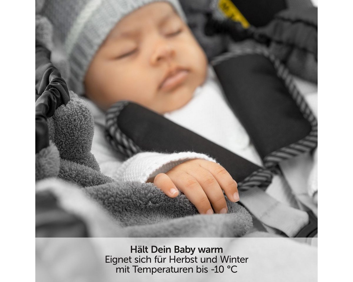 Zamboo Fußsack Schwarz, Baby Winter Einschlagdecke für Babyschale / Maxi Cosi und Babywanne – Bild 2 von 5